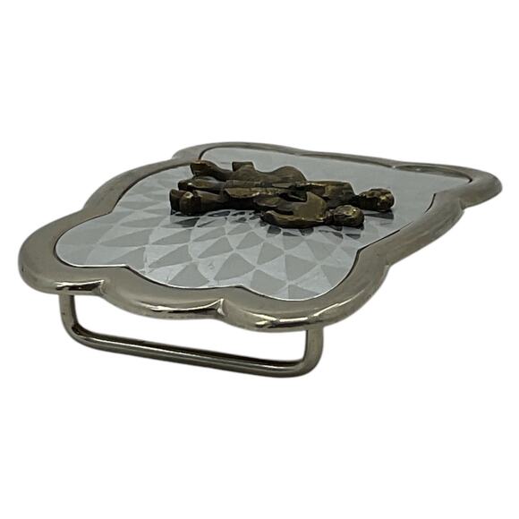 Square Dancing Couple Belt Buckle Mens Vintage Collectible Nickel Plated - Picture 4 of 4